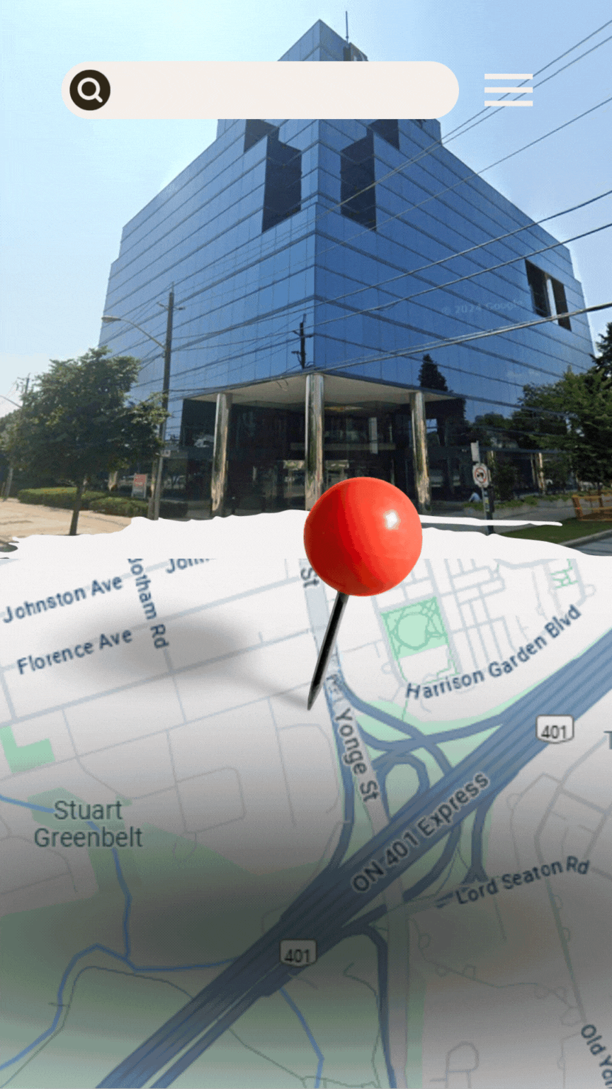 Animated map showing location